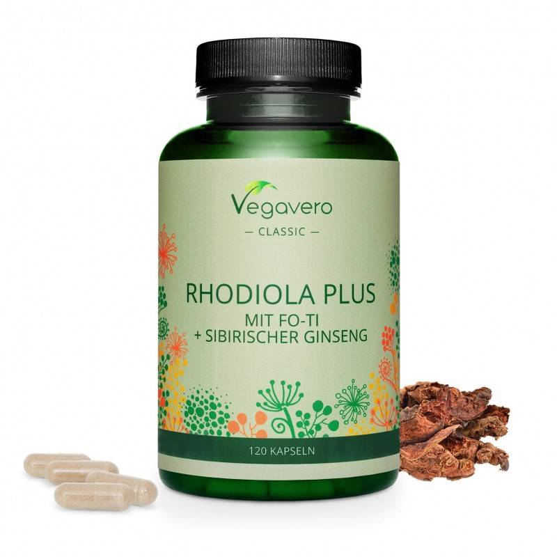 Vegavero Rhodiola Plus, 120 Capsule Beneficii Rhodiola: excelent in ameliorarea disfunctiei sexuale masculine, creste apetitul, 